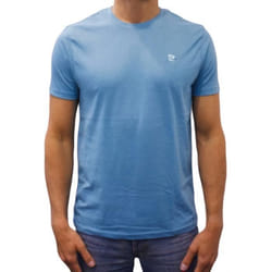 T-shirt manches courtes col rond logo Basic bleu clair homme - M