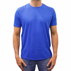 T-shirt manches courtes col rond logo Basic bleu roi homme - M