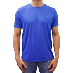 T-shirt manches courtes col rond logo Basic bleu roi homme - XL