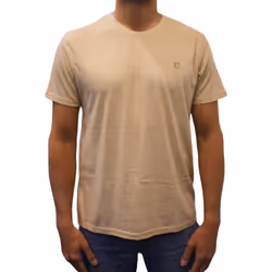 T-shirt manches courtes col rond logo Basic beige homme - M