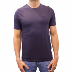 T-shirt manches courtes col rond logo Basic bleu marine homme - M