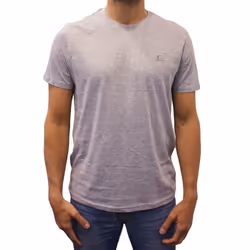 T-shirt manches courtes col rond logo Basic gris homme - M