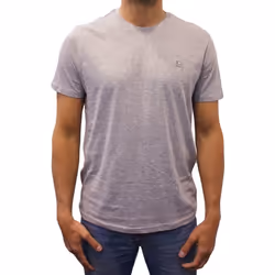 T-shirt manches courtes col rond logo Basic gris homme - XL