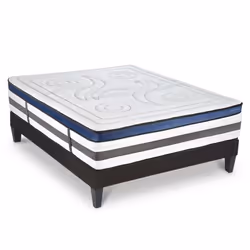 Ensemble Matelas Quintessence Mousse  Accueil Mémoire Cocooning 30cm et sommier gris 140x190cm