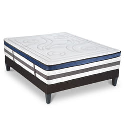 Ensemble Matelas Quintessence Mousse  Accueil Mémoire Cocooning 30cm et sommier gris 140x190cm