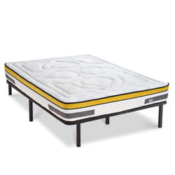 Ensemble Matelas Aubertin Ressorts ensachés Accueil mémoire et sommier cadre métal - 140 x 190 cm