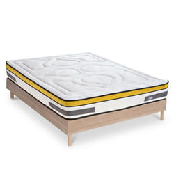 Ensemble Matelas Aubertin Ressorts ensachés Accueil mémoire + sommier kit bois - 140 x 190 cm