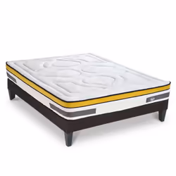 Ensemble Matelas Aubertin Ressorts ensachés Accueil mémoire et sommier tissu gris - 140 x 190 cm