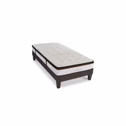 Maison Aubertin - Ensemble emeraude Matelas accueil mémoire de forme Sommier Kit Tissu Gris Anthracite - 80x200 cm