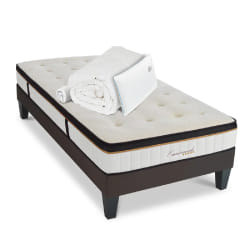 Ensemble Matelas Emeraude Mousse Accueil Mémoire de Forme+ sommier + accessoires - 90 x 200 cm