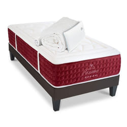 Ensemble Matelas Passion Ressorts ensachés Accueil mémoire + sommier gris + accessoires - 90 x 190cm