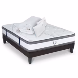 Ensemble Matelas Signature Ressorts ensachés Accueil mémoire + sommier gris + accessoires -160 x 200