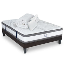 Ensemble Matelas Signature Ressorts ensachés Accueil mémoire + sommier gris + accessoires -160 x 200