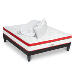 Matelas Suprême Mousse Accueil Mémoire de forme+ sommier gris + accessoires - 180 x 200 cm