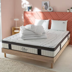 Matelas Altesse Mousse  Accueil Mémoire de forme+ sommier bois + accessoires - 140 x 190 cm