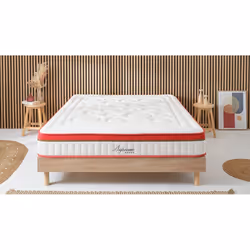 Ensemble Matelas Suprême Mousse Accueil mémoire moelleux - 24 cm et Sommier Bois - 90 x 200 cm