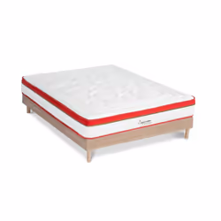 Ensemble Matelas Suprême Mousse Accueil mémoire moelleux - 24 cm et Sommier Bois - 90 x 200 cm