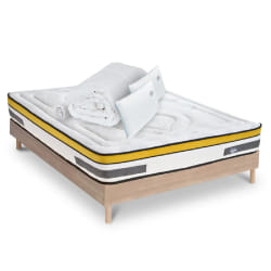 Ensemble Matelas Aubertin Ressorts ensachés Accueil mémoire + sommier + accessoires - 140 x 200