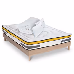 Ensemble Matelas Aubertin Ressorts ensachés Accueil mémoire + sommier + accessoires - 160 x 200