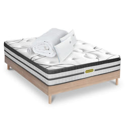 Ensemble Matelas Concorde Ressorts ensachés Accueil mémoire + sommier + accessoires - 140 x 200