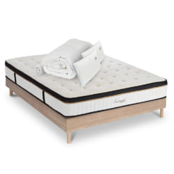 Matelas Emeraude Mousse Haute densité Accueil Mémoire de forme+ sommier + accessoires - 140 x 200 cm