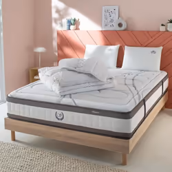 Ensemble Matelas Signature Ressorts ensachés Accueil mémoire + sommier + accessoires - 140 x 190