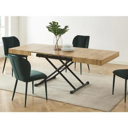 Table extensible et relevable 2 en 1 - MDF et acier - Naturel et noir - MORIALA