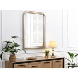 Miroir style vintage en bois de paulownia - L. 80 x H. 110 cm - Champagne - HELOISE