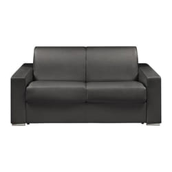 Canapé 2 places convertible express en simili noir - Couchage lattes larges 120 cm - Matelas 22 cm avec mémoire de forme CALITO