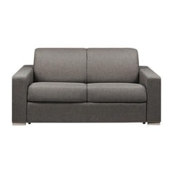 Canapé 2 places convertible express en tissu anthracite - Couchage lattes larges 120 cm - Matelas 22 cm avec mémoire de forme