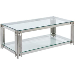 Table basse en verre trempé et acier inoxydable - Chromé - nomelano de Pascal Morabito