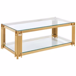La table basse NOMELANO dispose d'un double plateau en verre trempé entouré d'une structure et d'un piètement en acier inoxyd ...