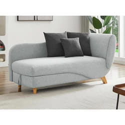 Méridienne gauche convertible en tissu gris clair avec coffre de rangement PENELOPE