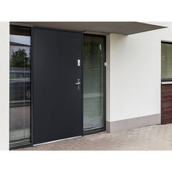 Porte D'Entrée En Acier Pleine H207 X L100 Cm Anthracite - Poussant Gauche - Agueda