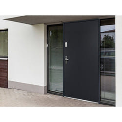 Porte D'Entrée En Acier Pleine H207 X L100 Cm Anthracite - Poussant Droit - Agueda