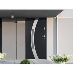 Porte dentrée en acier vitrée avec inox H207 x L100 cm anthracite - poussant gauche - TROFA