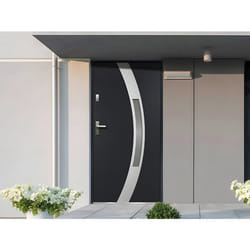 Porte D'Entrée En Acier Vitrée Avec Inox H207 X L100 Cm Anthracite - Poussant Droit - Trofa