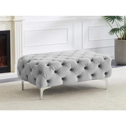 Pouf chesterfield en velours gris clair EDWINA