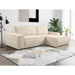 Canapé dangle convertible en tissu bouclette beige AMELIA - Angle droit