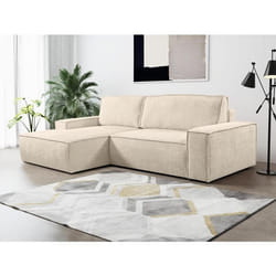 Canapé dangle convertible en tissu bouclette beige AMELIA - Angle Gauche