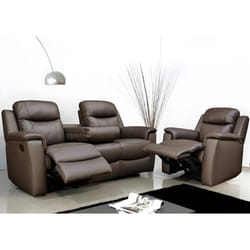 Canapé 3 places et un fauteuil relax EVASION en cuir - Marron