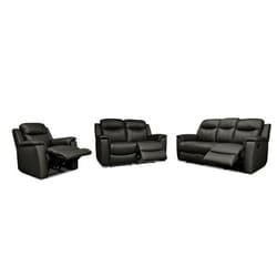 Canapés 3 places 2 places et un fauteuil relax EVASION en cuir - Noir