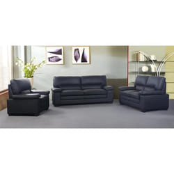 Canapés 3 places 2 places et un fauteuil en cuir de buffle MIMAS - Noir