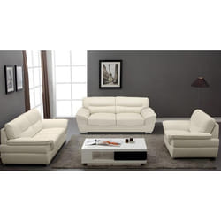 Canapé 3+2+1 places en cuir THIBAULT - Ivoire - VENTE-UNIQUE - Fixe - Contemporain - Design