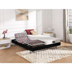 Sommier électrique de relaxation déco 2x65 plots - 2 x 80 x 200 cm - Noir - NAFURI de YSMÉE