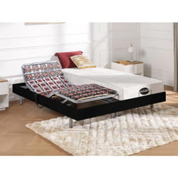 Lit électrique de relaxation tout plots + matelas mémoire de forme et bambou - 2 x 80 x 200 cm - Noir - LYSIS III de NATUREA