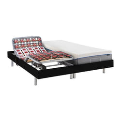 Lit électrique de relaxation tout plots + matelas mémoire de forme - 2 x 80 x 200 cm - Noir - HESIODE III de YSMÉE