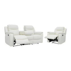 Canapé 3 places et un fauteuil relax EVASION en cuir - Blanc ivoire