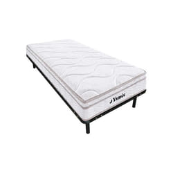 Ensemble 90 x 200 cm cadre à lattes + matelas ressorts 3 zones et mémoire de forme ép.20cm - WOLKENTANZ de YSMÉE