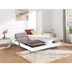 Sommier électrique de relaxation déco 2x65 plots - 2 x 80 x 200 cm - Blanc - NAFURI de YSMÉE